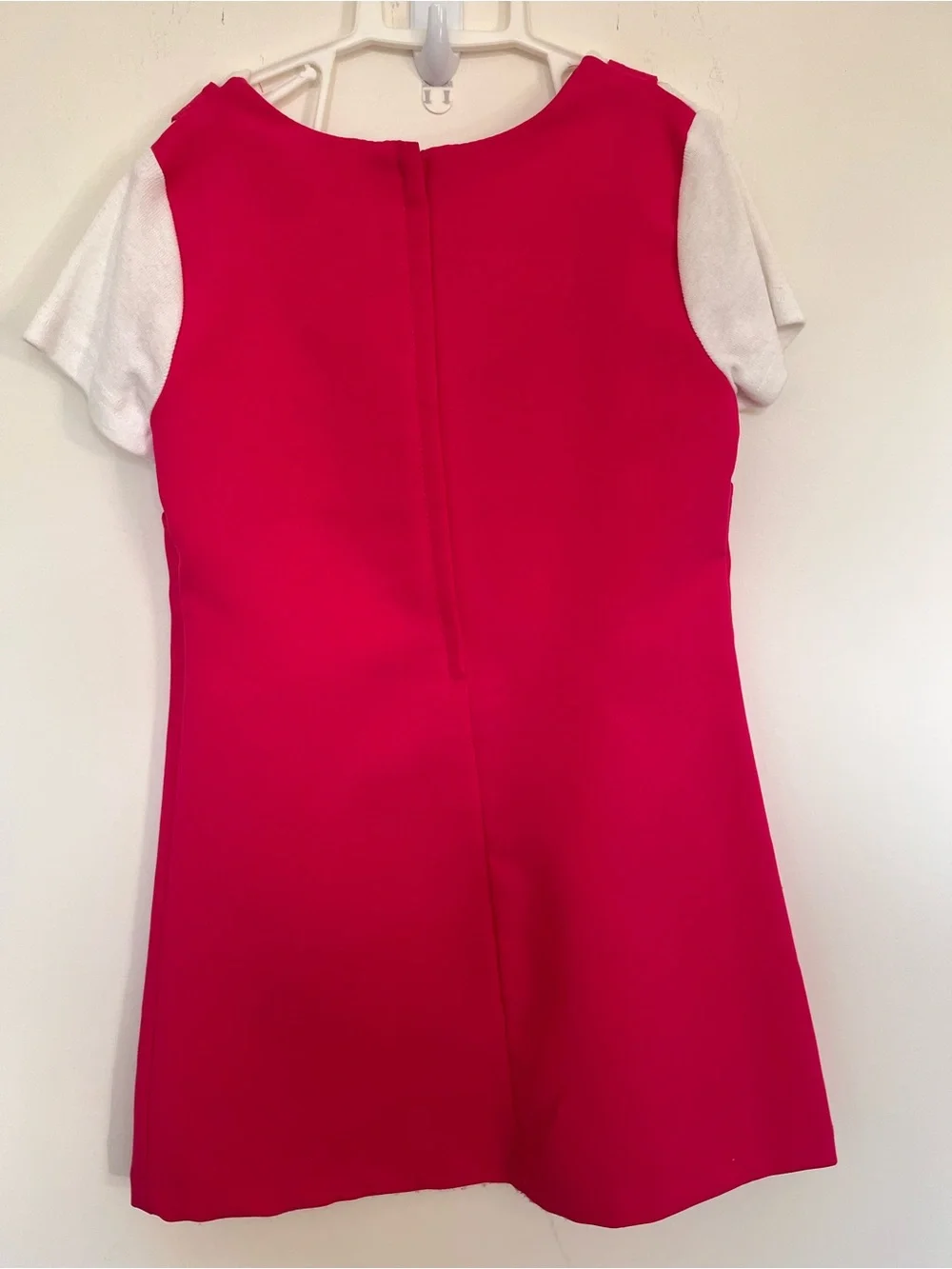 90’s Girls Hot Pink Puppy Pinafore Dress with White Tee — Cute Casual Set